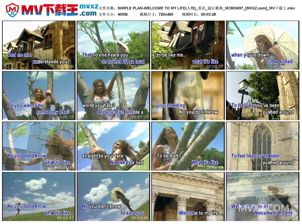 SIMPLE PLAN-WELCOME TO MY LIFE(人物)_英语_流行歌曲_MC803057